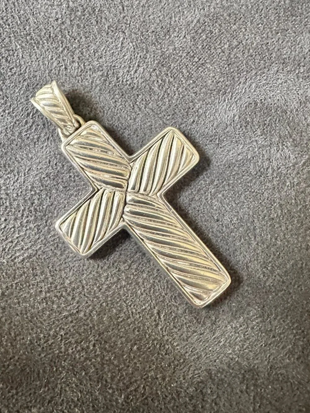 David Yurman Large Chevron Cross Pendant w/ Black Onyx